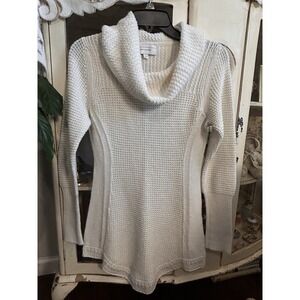 Anthropologie Angel Of The North Ivory Waffle Knit Sweater Dress Small